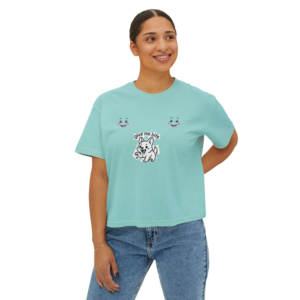 Cute Dog Graphic Women's Boxy Tee - Casual Soft T-Shirt, Summer Fashion, Pet Lovers Gift, Everyday Wear, Comfortable Style
