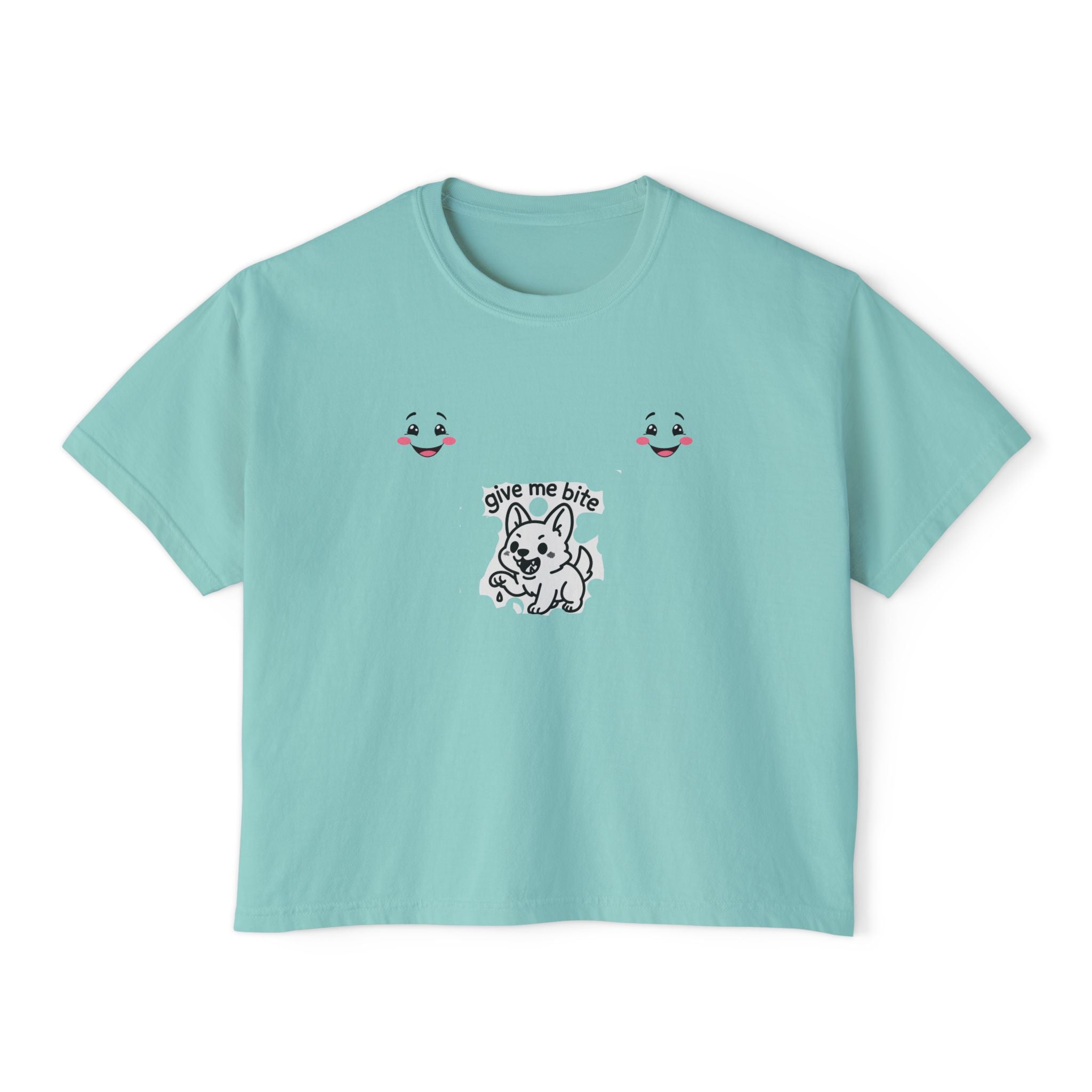 Cute Dog Graphic Women's Boxy Tee - Casual Soft T-Shirt, Summer Fashion, Pet Lovers Gift, Everyday Wear, Comfortable Style