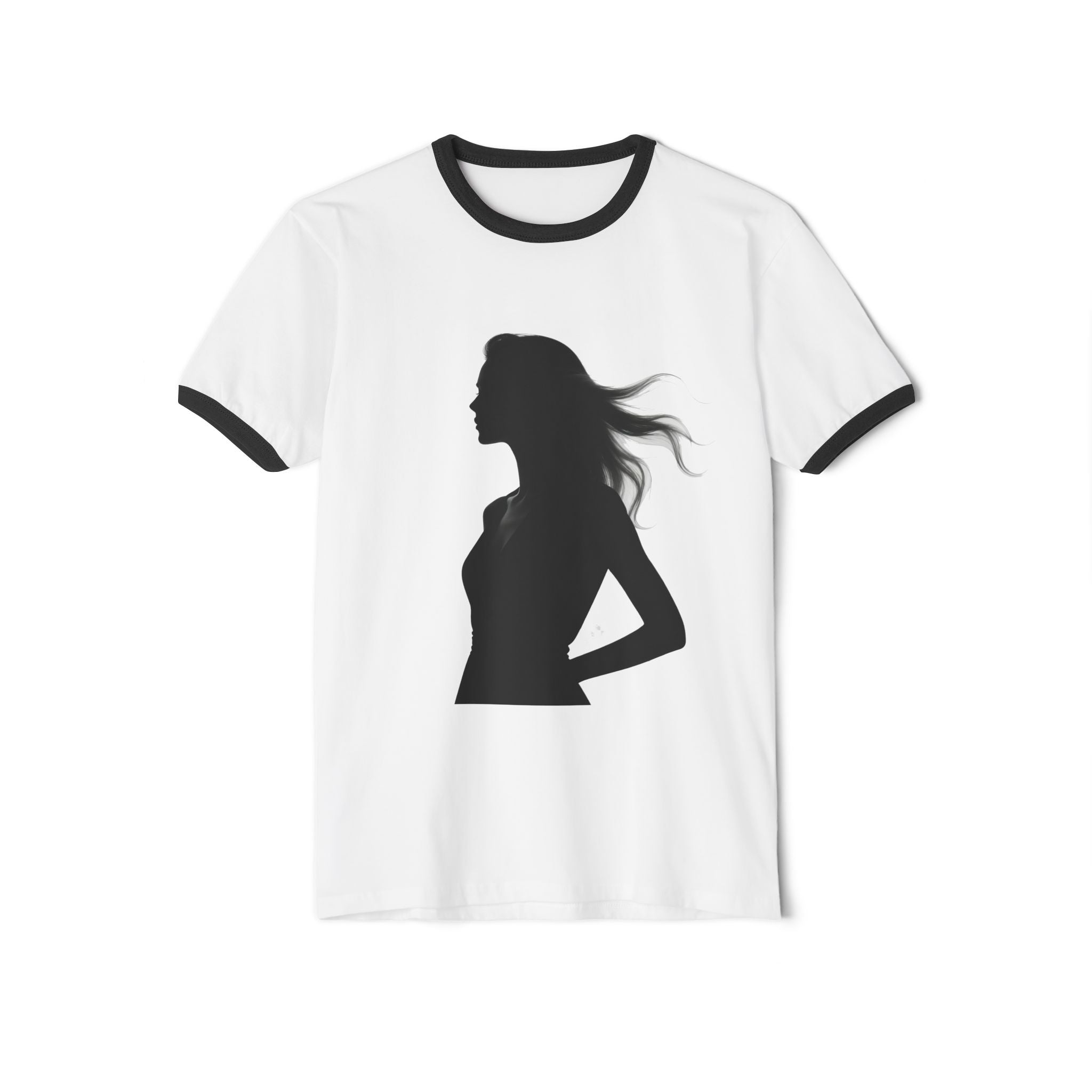 Chic Silhouette Unisex Ringer T-Shirt | Casual Wear, Fashion Gift, Graphic Tee, Everyday Style, Statement Shirt