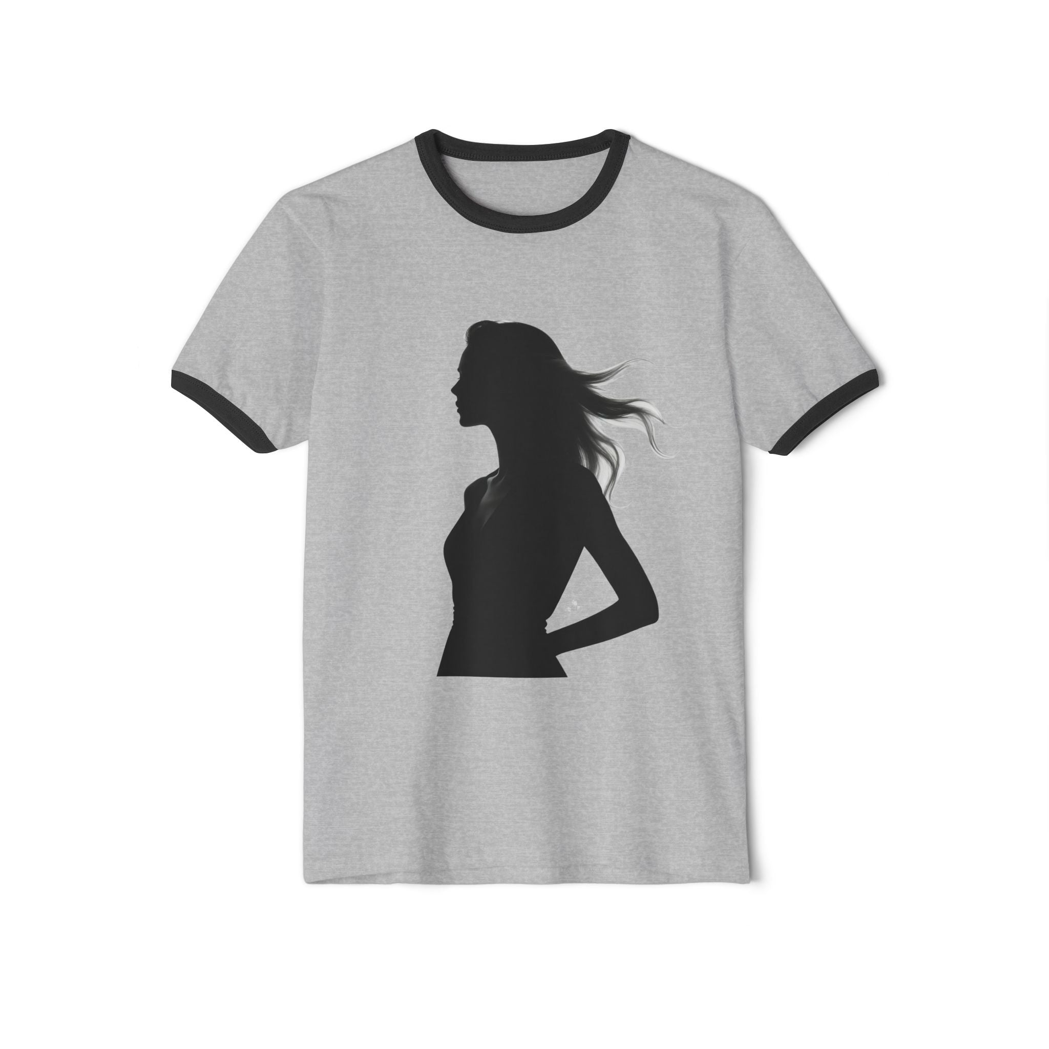 Chic Silhouette Unisex Ringer T-Shirt | Casual Wear, Fashion Gift, Graphic Tee, Everyday Style, Statement Shirt