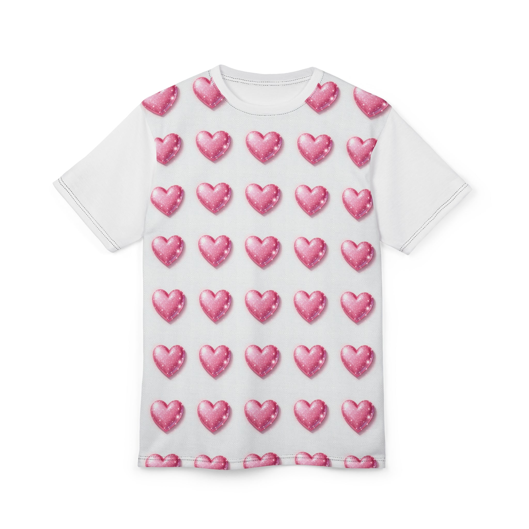Pink Heart Pattern Unisex Tee, Cute Casual Shirt for Valentine's Day, Gift for Her, Party Wear, Stylish Everyday Top