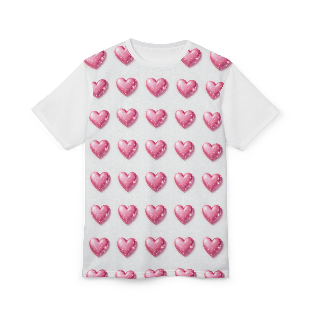 Pink Heart Pattern Unisex Tee, Cute Casual Shirt for Valentine's Day, Gift for Her, Party Wear, Stylish Everyday Top