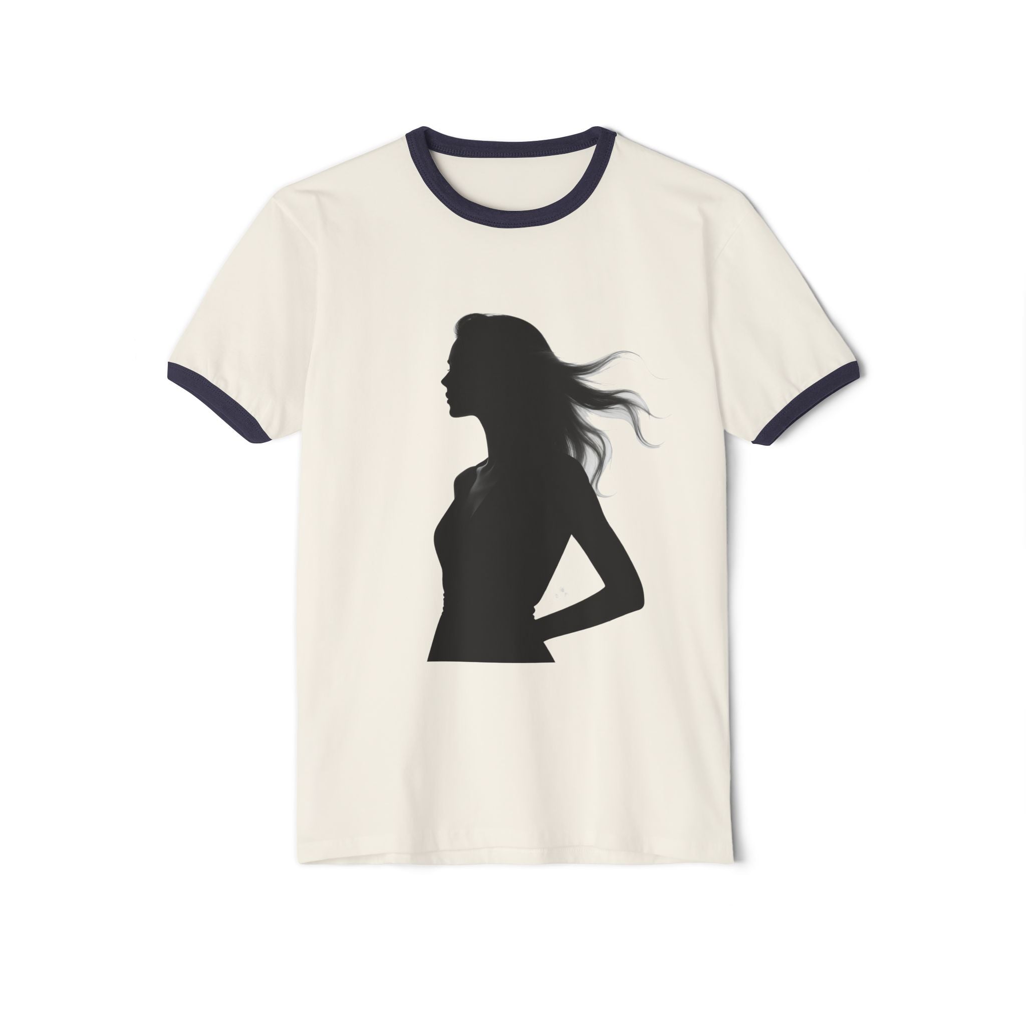Chic Silhouette Unisex Ringer T-Shirt | Casual Wear, Fashion Gift, Graphic Tee, Everyday Style, Statement Shirt