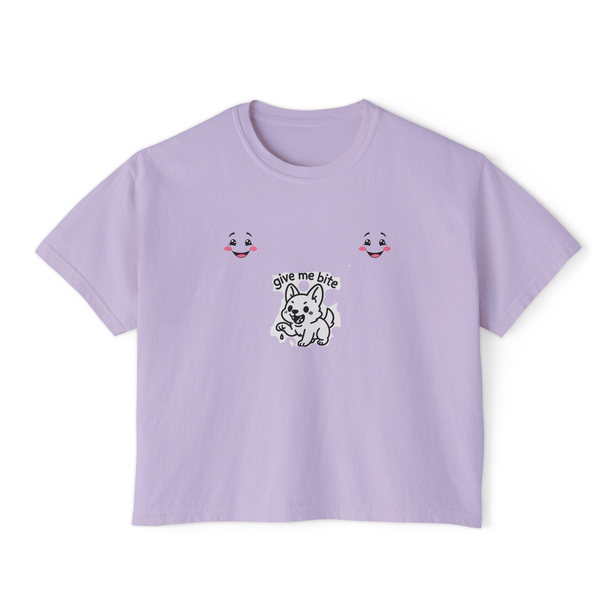 Cute Dog Graphic Women's Boxy Tee - Casual Soft T-Shirt, Summer Fashion, Pet Lovers Gift, Everyday Wear, Comfortable Style