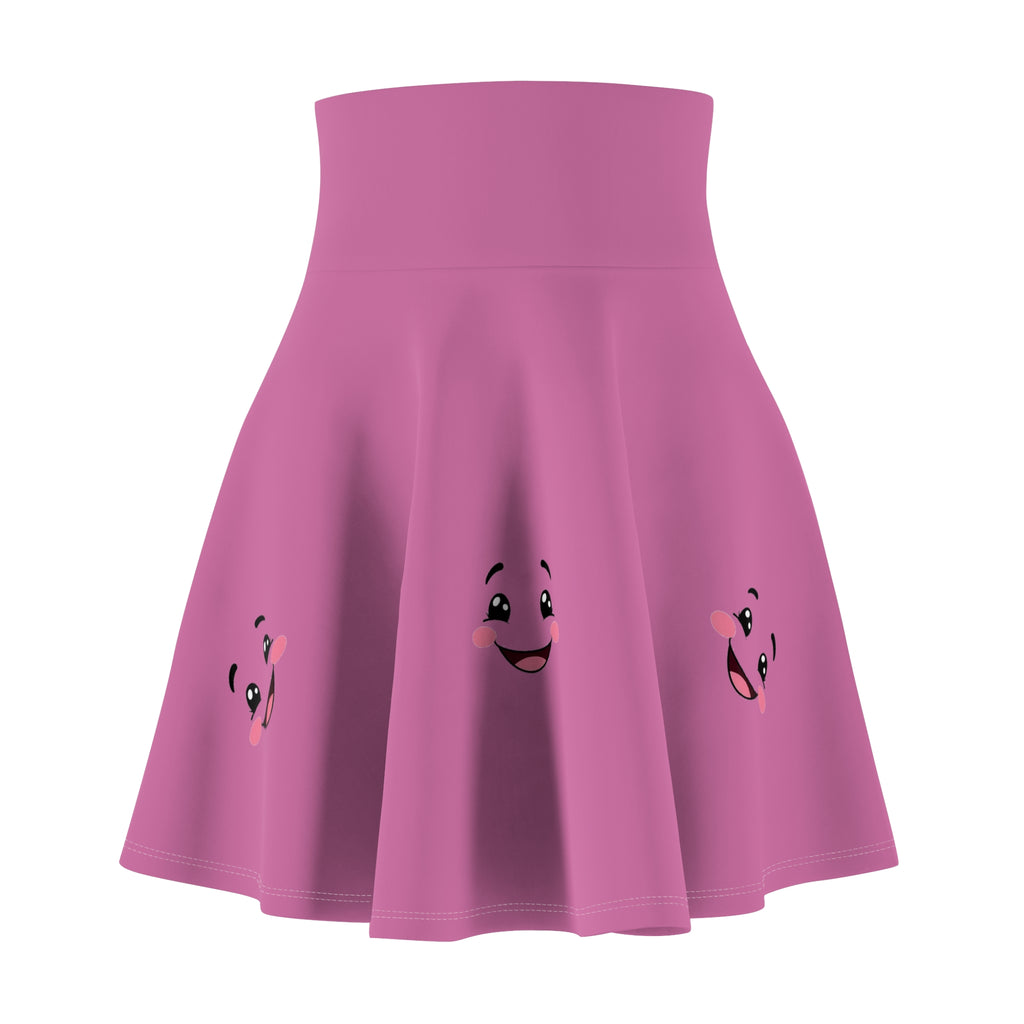 Cute Smiling Faces Women's Skater Skirt, AOP, Playful Fashion, Fun Tees, Gifts for Her, Casual Skater Style