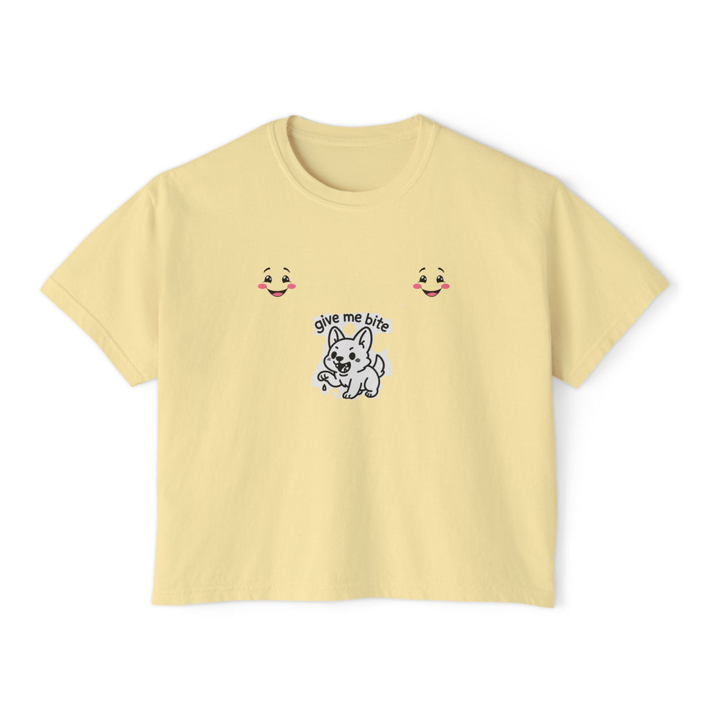 Cute Dog Graphic Women's Boxy Tee - Casual Soft T-Shirt, Summer Fashion, Pet Lovers Gift, Everyday Wear, Comfortable Style